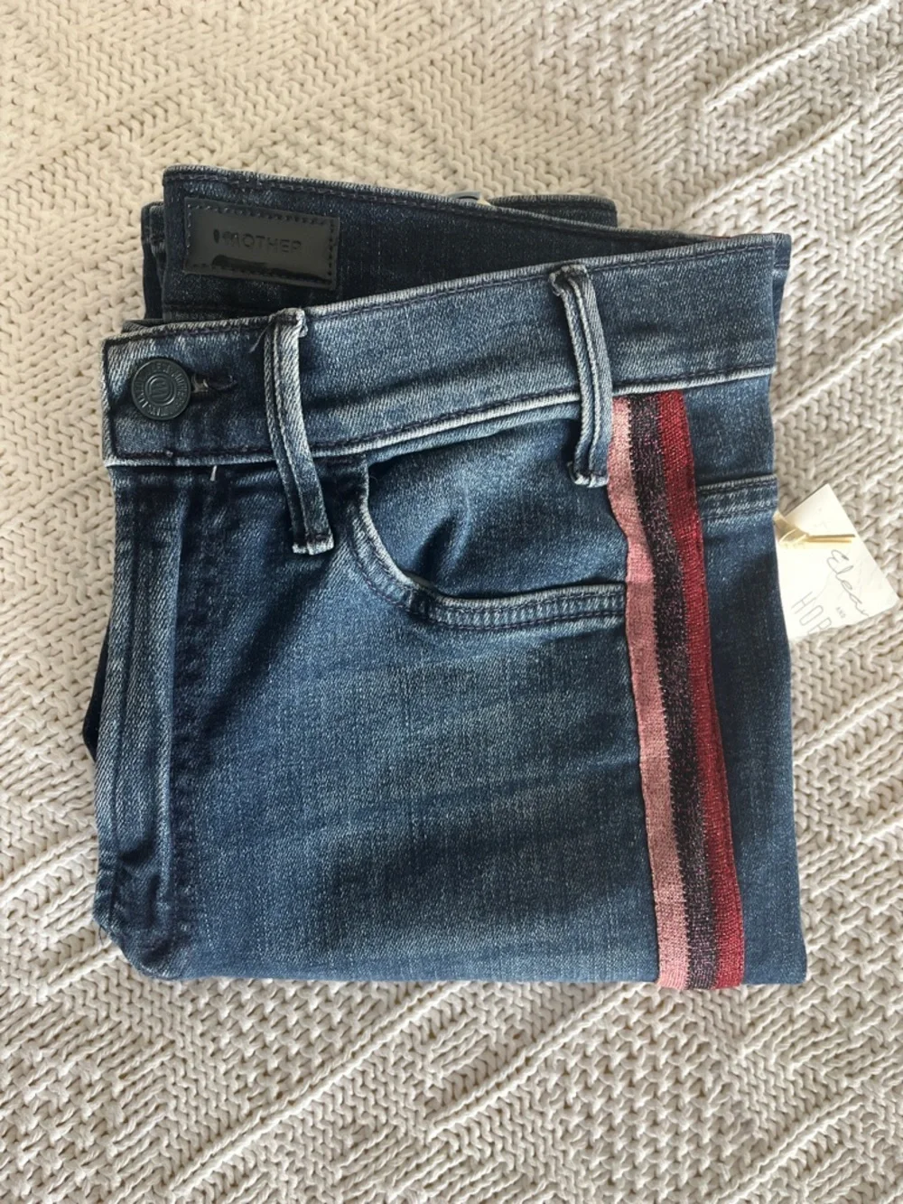 NWT MOTHER The Hustler Ankle Jeans in Here Kitty Kitty Glitter Racer Sz 28 - Picture 15 of 15